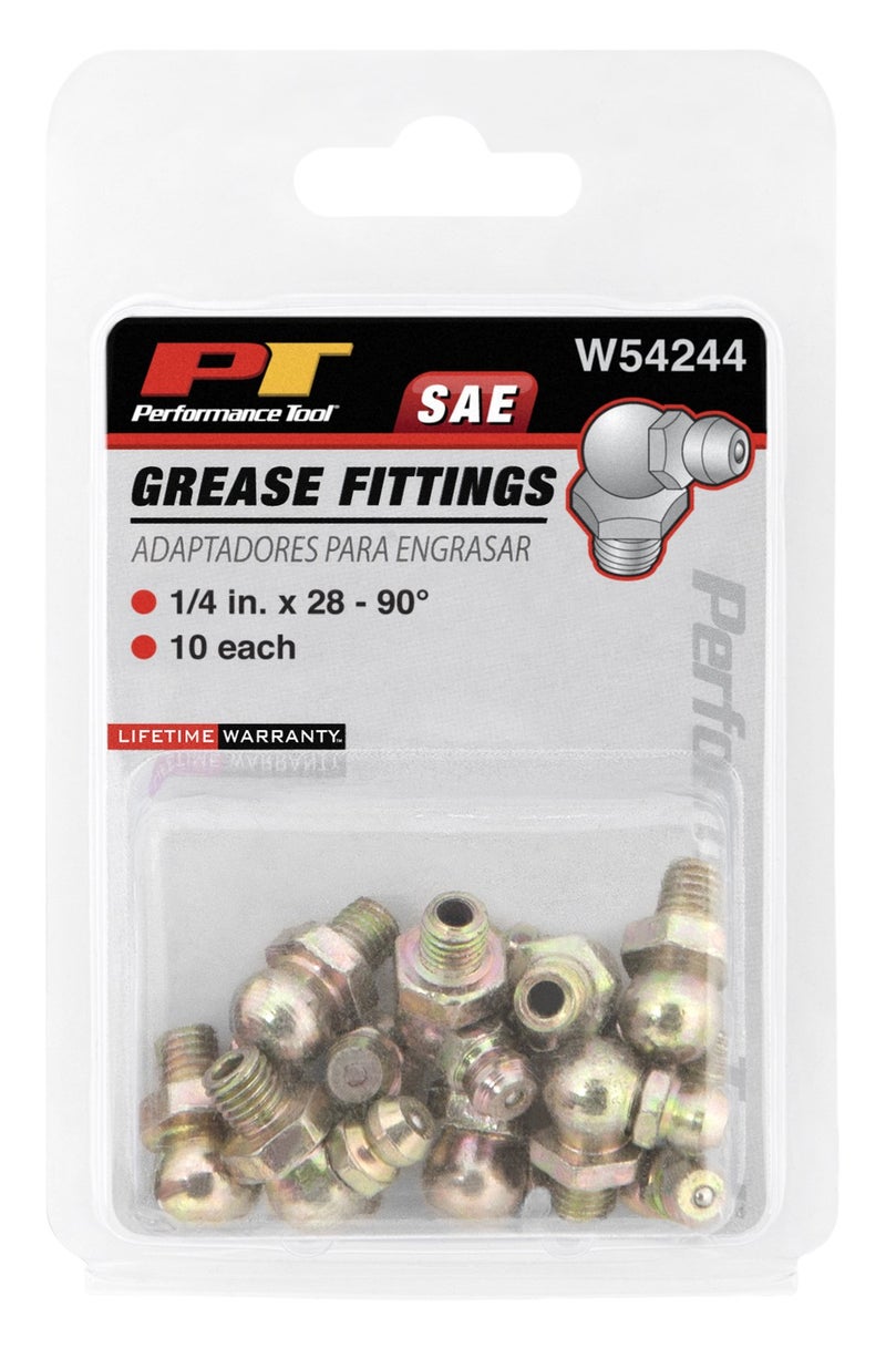 Performance Tool W54244 1/4-Inch x 28-Inch 90 Grease Fitting, (Pack of 10) - Image 1